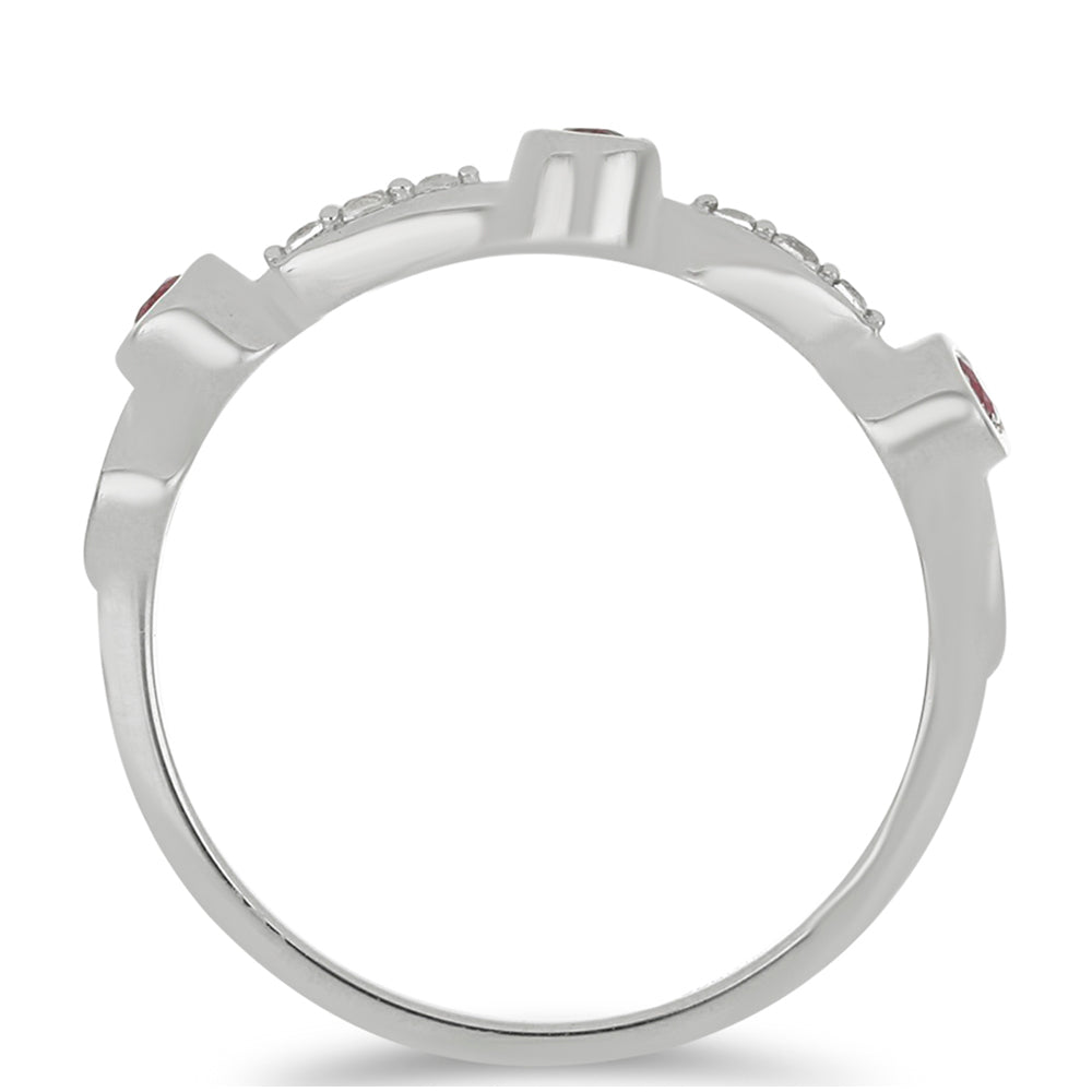 Anillo de Plata con Rubí de Madagascar y Topacio Blanco