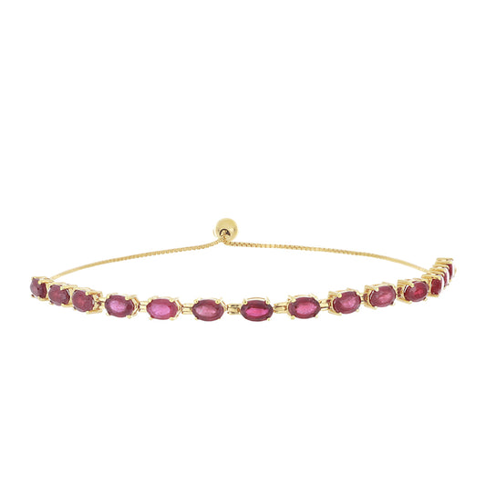 Pulsera de Plata Bañada en Oro con Rubí de Madagascar