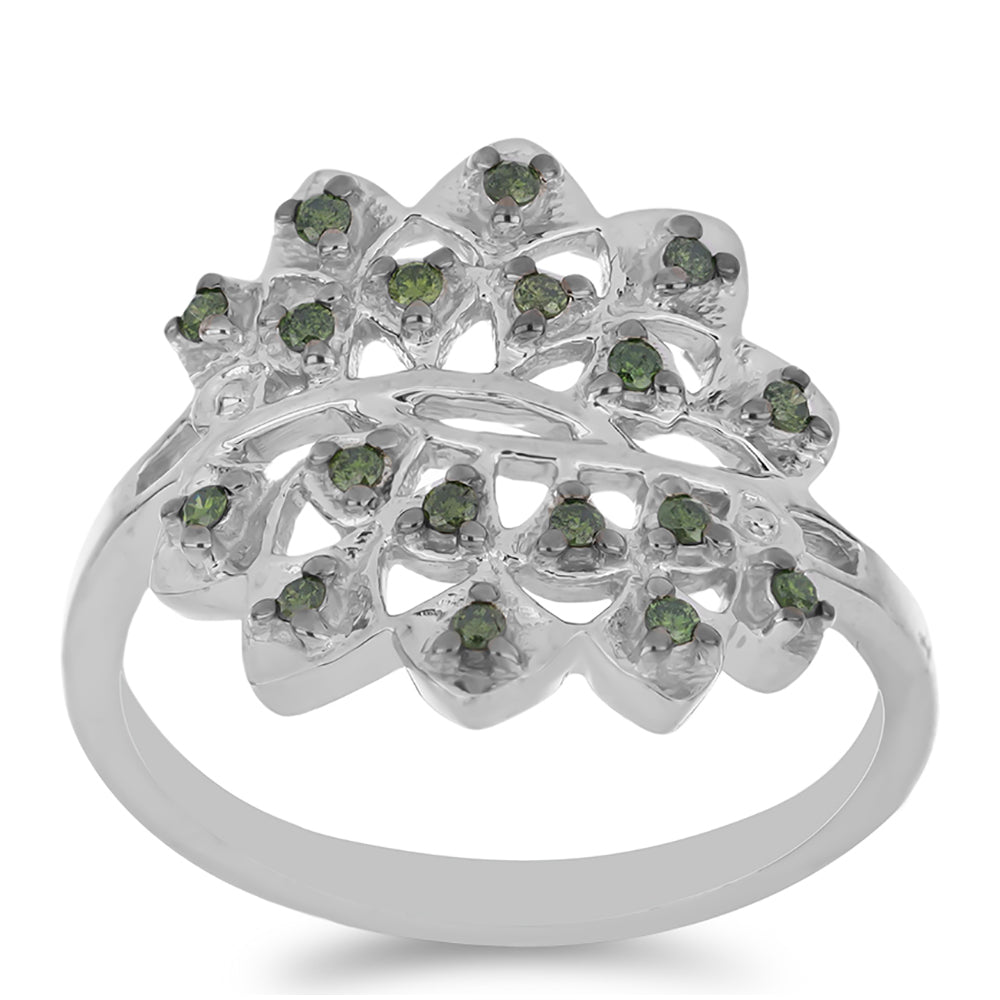 Anillo de Plata con Diamante Verde