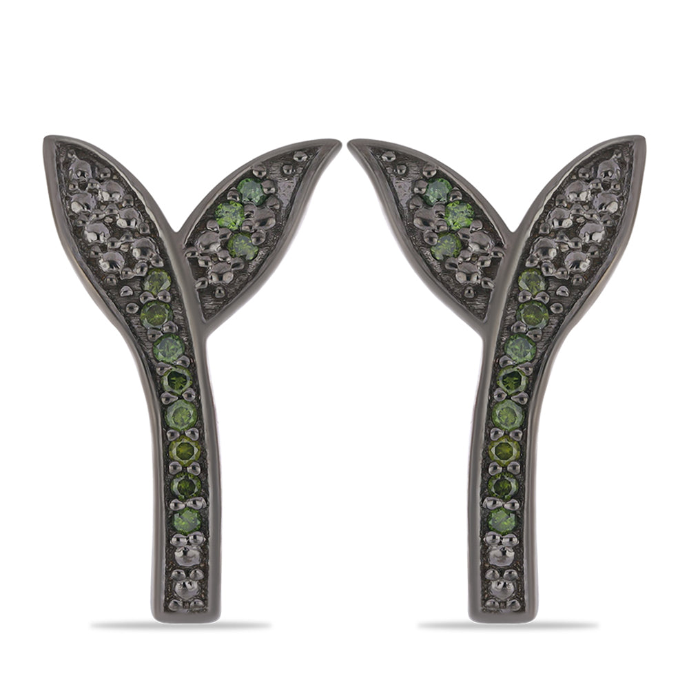 Pendientes de Plata con Diamante Verde