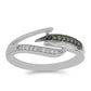 Anillo de Plata con Diamante Verde y Diamante blanco