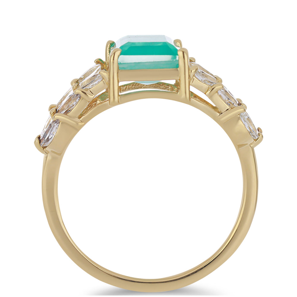 Anillo de Plata Bañada en Oro con Cuarzo Paraiba y Espinela Negra de Badakhshan Gorno 2 