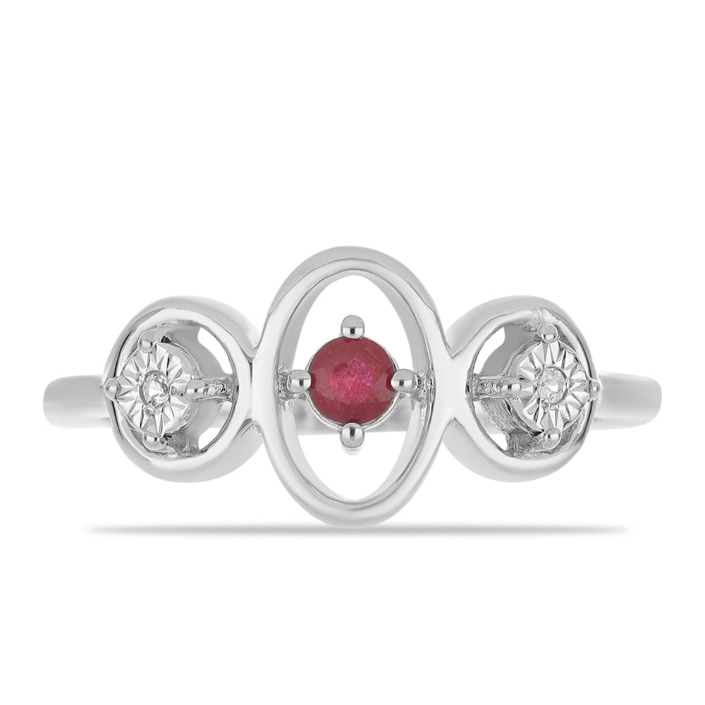 Anillo de Plata con Rubí de Madagascar y Topacio Blanco 1 