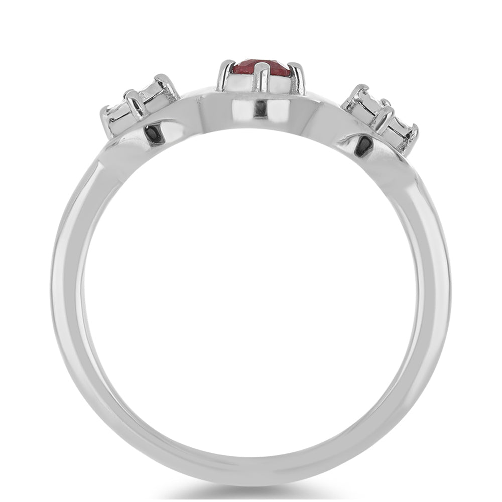 Anillo de Plata con Rubí de Madagascar y Topacio Blanco