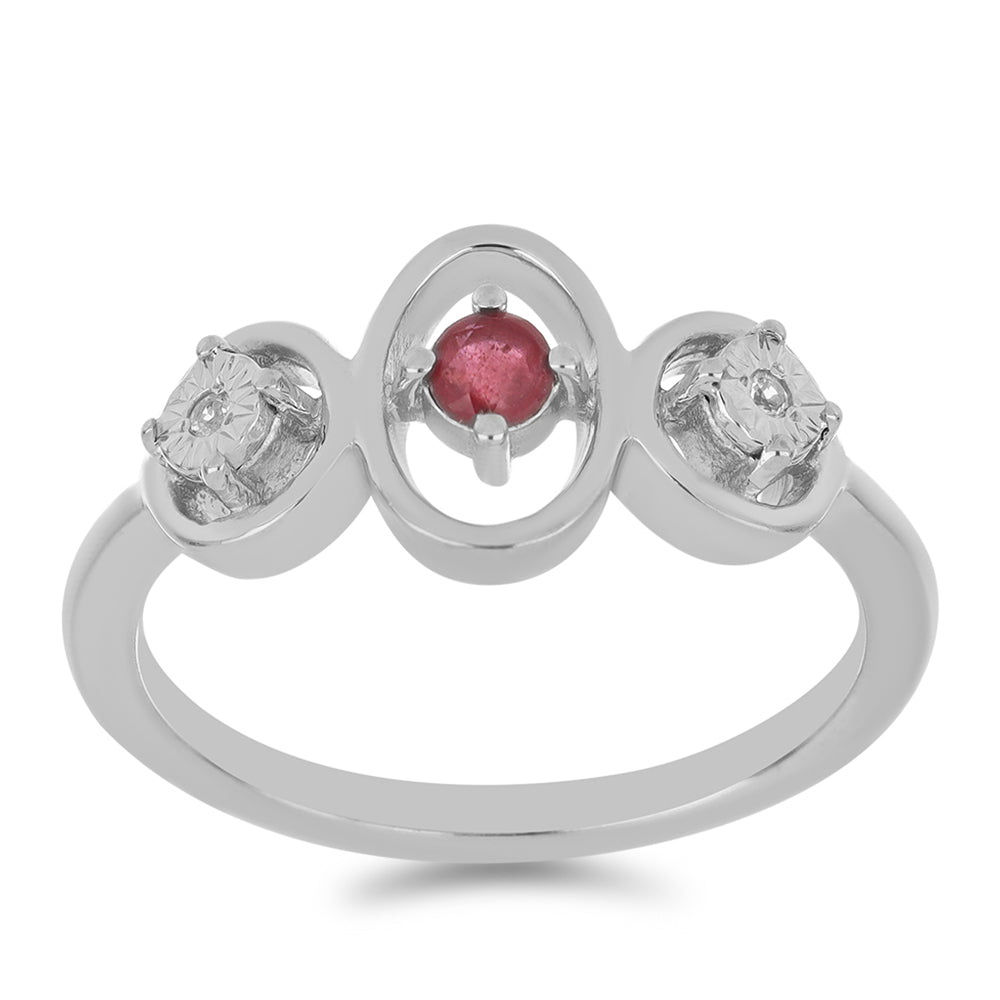 Anillo de Plata con Rubí de Madagascar y Topacio Blanco