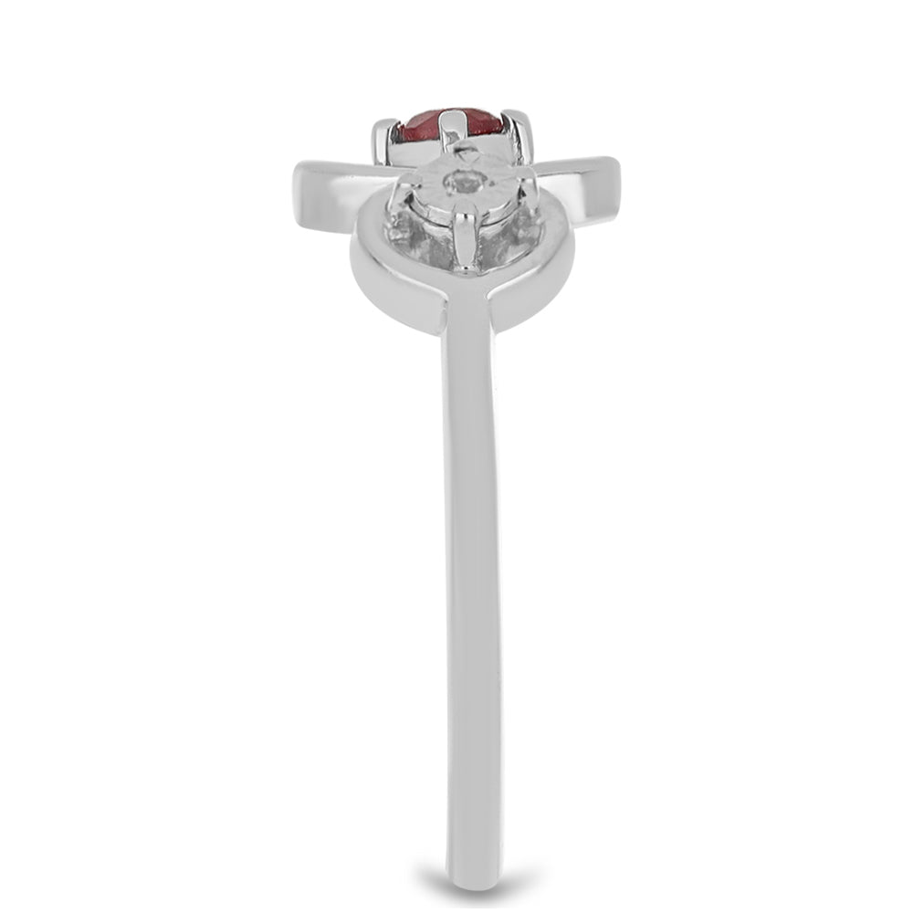 Anillo de Plata con Rubí de Madagascar y Topacio Blanco 4 