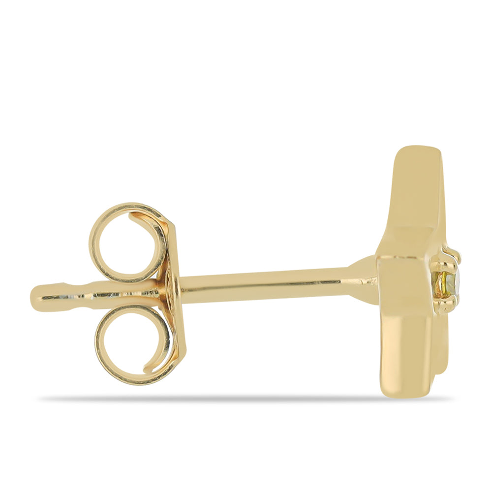 Pendientes de Plata Bañada en Oro con Diamante Amarillo 2 
