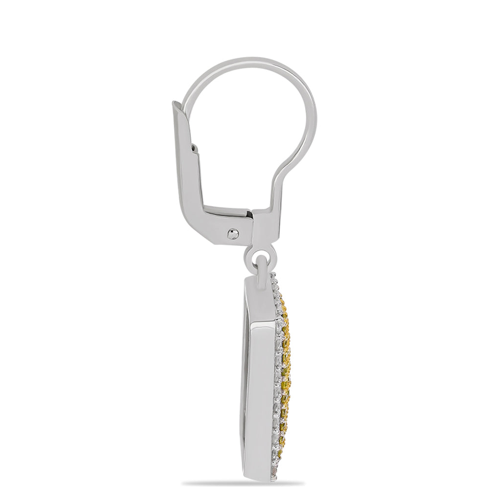 Pendientes de Plata Bañada en Oro con Diamante Amarillo y Diamante blanco 2 
