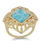Anillo de Plata Bañada en Oro con Larimar