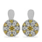 Pendientes de Plata Bañada en Oro con Diamante Amarillo y Diamante blanco