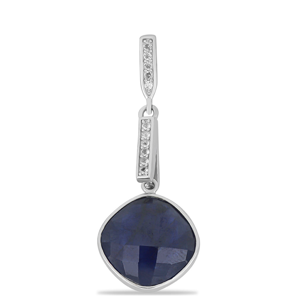 Colgante de Plata con Zafiro Azul Australiano y Topacio Blanco