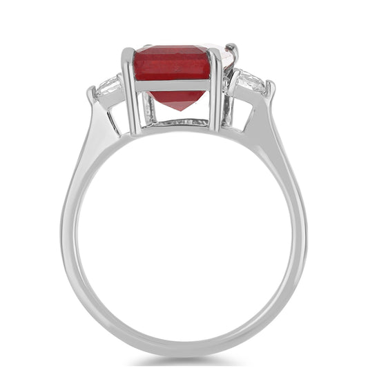 Anillo de Plata con Rubí de Madagascar y Topacio Blanco
