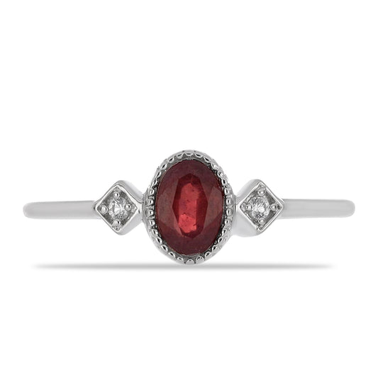 Anillo de Plata con Rubí de Madagascar y Topacio Blanco