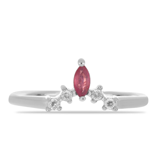 Anillo de Plata con Rubí de Madagascar y Topacio Blanco
