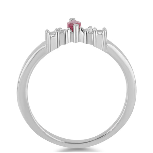 Anillo de Plata con Rubí de Madagascar y Topacio Blanco
