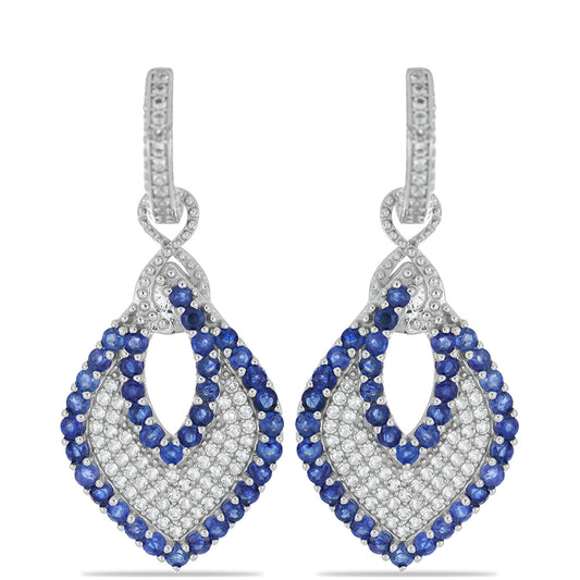 Pendientes de Plata con Zafiro Azul Australiano y Topacio Blanco