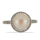 Anillo de Plata Bañada en Oro con Perla de agua dulce melocotón y Topacio Blanco