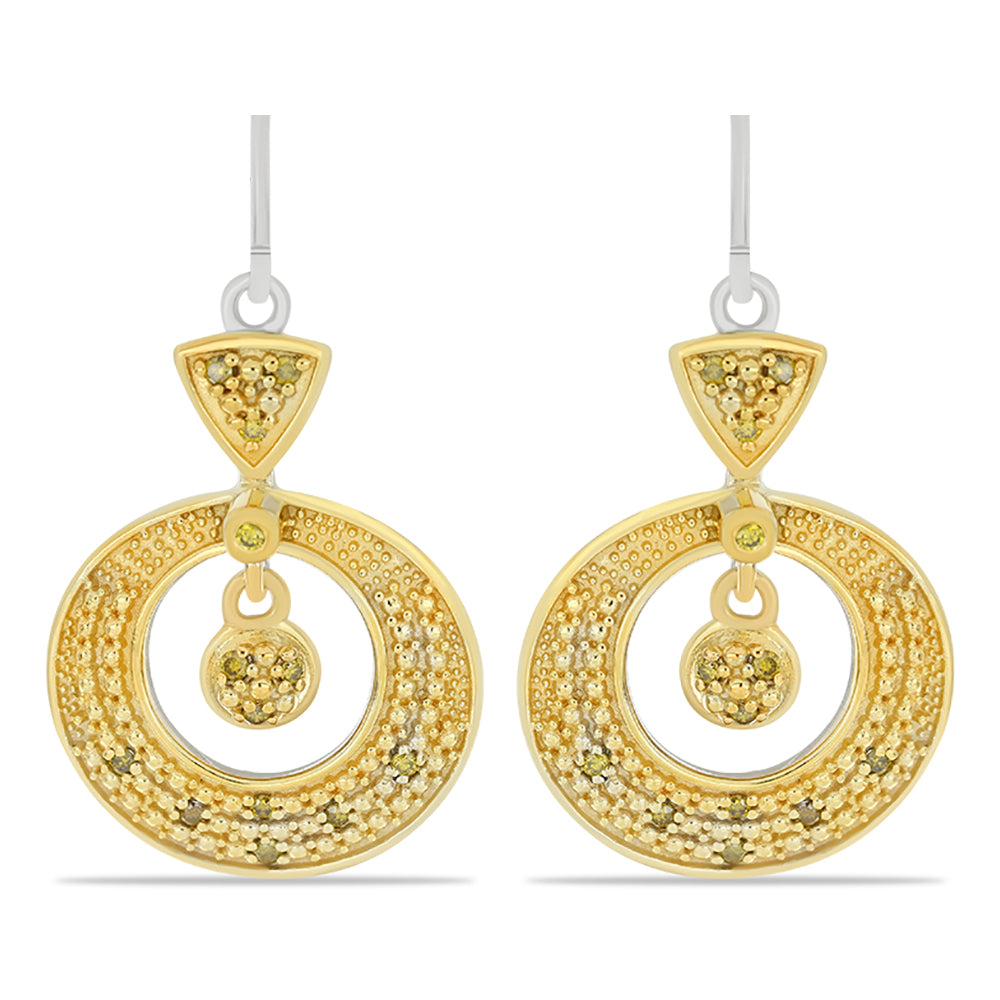 Pendientes de Plata con Diamante Amarillo 1 