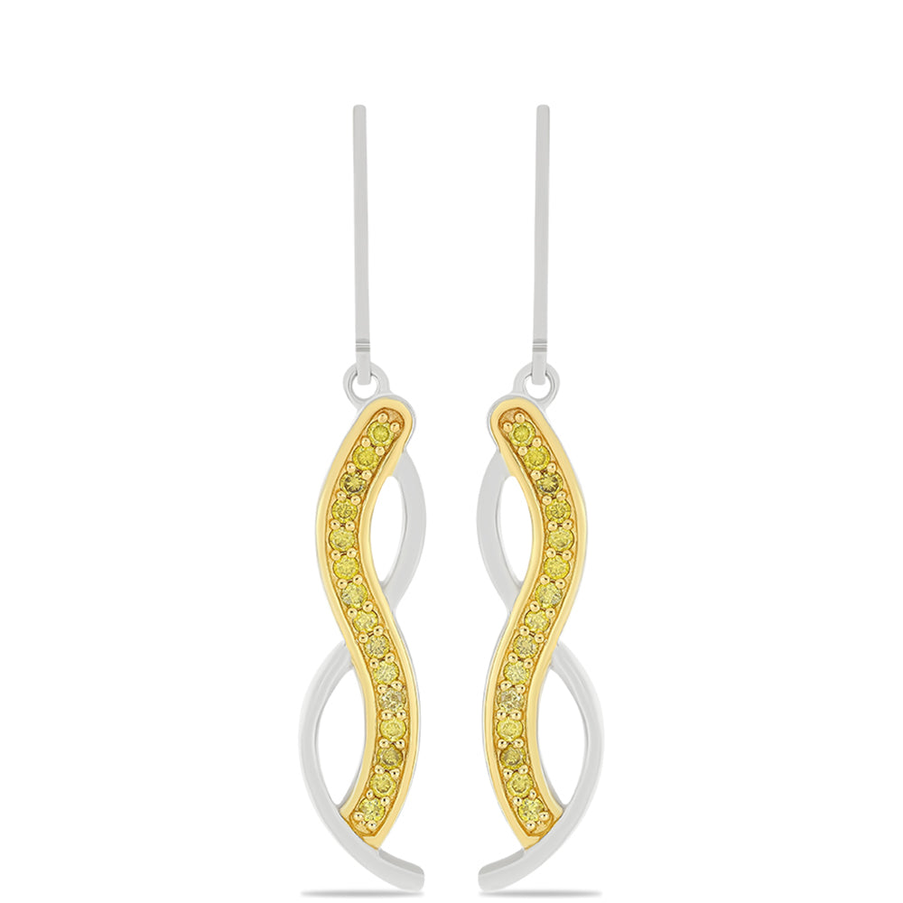 Pendientes de Plata con Diamante Amarillo 1 