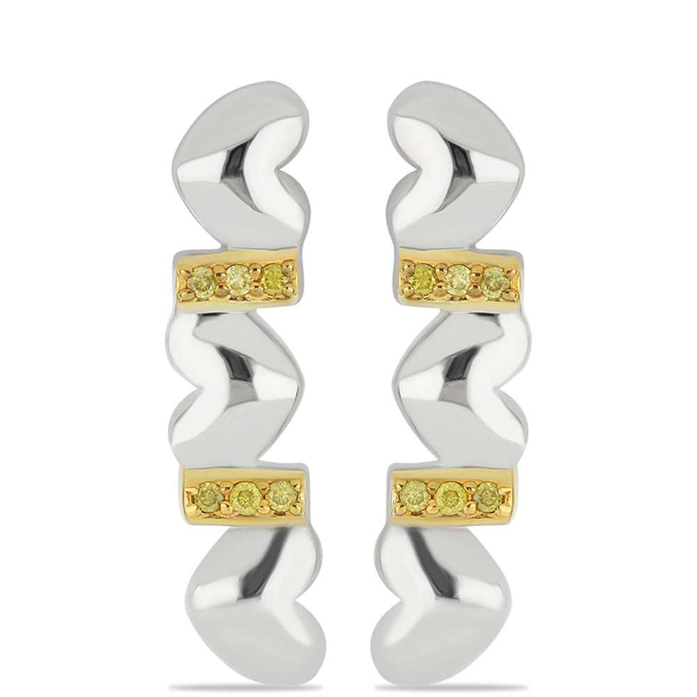 Pendientes de Plata con Diamante Amarillo