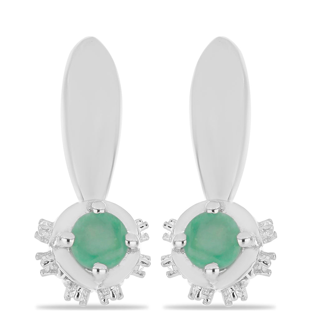 Pendientes de Plata con Esmeralda de Brasil y Topacio Blanco 1 