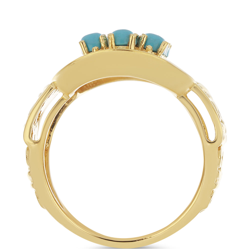 Anillo de Plata Bañada en Oro con Turquesa Bella Durmiente