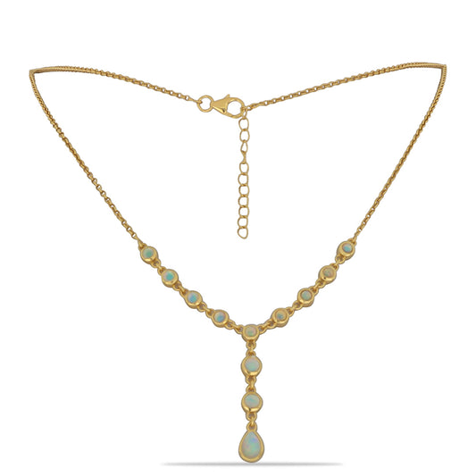 Collar de Plata Bañada en Oro con Ópalo Welo