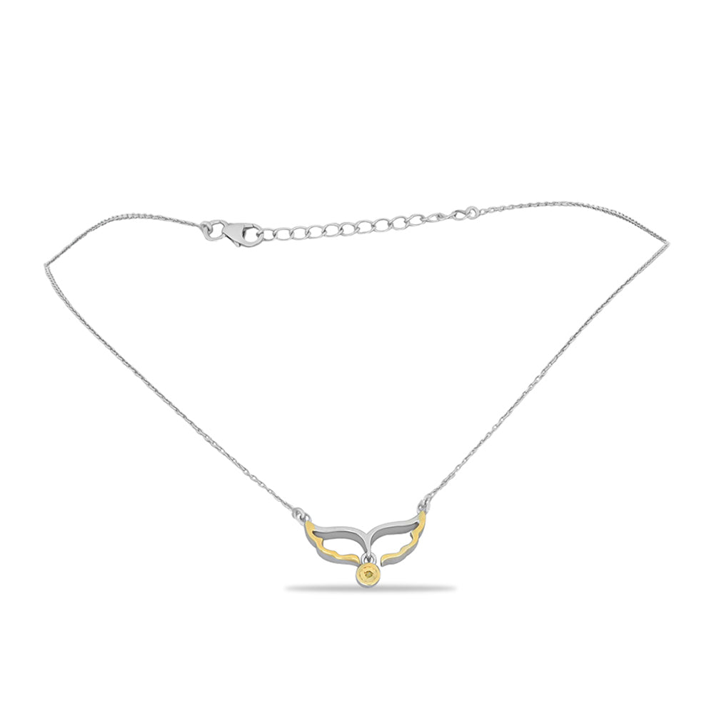Collar de Plata Bañada en Oro con Diamante Amarillo 1 