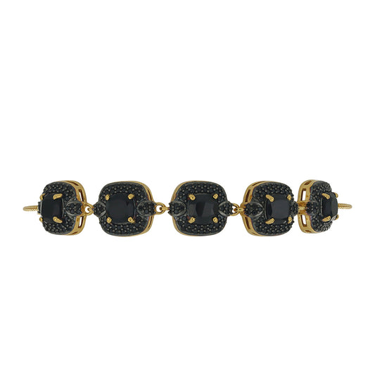 Pulsera de Plata Bañada en Oro con Espinela Negra