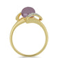 Anillo de Plata Bañada en Oro con Perla Púrpura de Agua dulce y Topacio Blanco