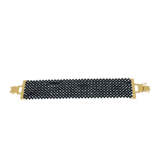 Pulsera de Plata Bañada en Oro con Espinela Negra