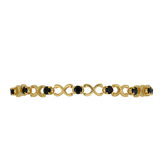 Pulsera de Plata Bañada en Oro con Espinela Negra