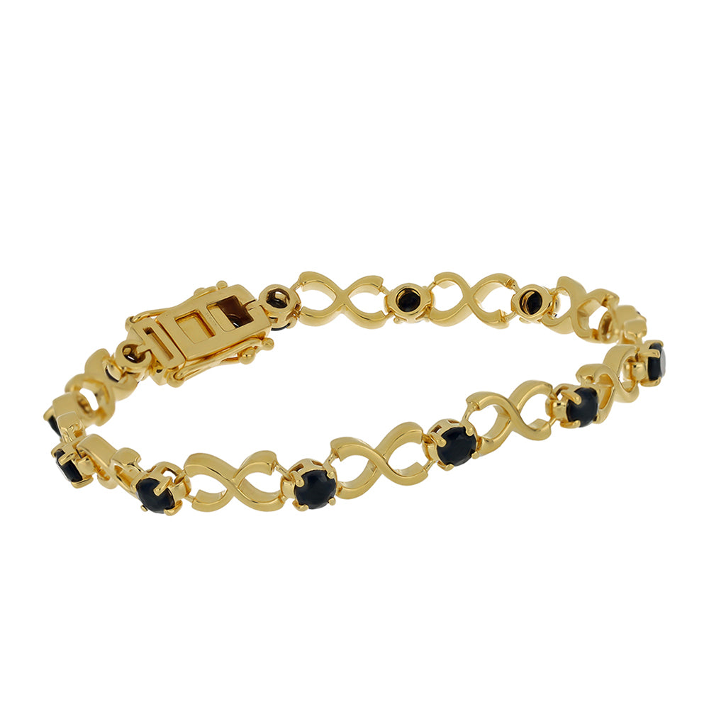 Pulsera de Plata Bañada en Oro con Espinela Negra