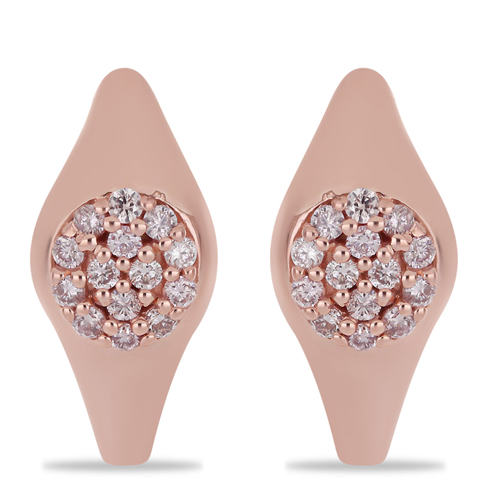 Pendientes de Plata Bañada en Oro Rosa con Diamante Rosa