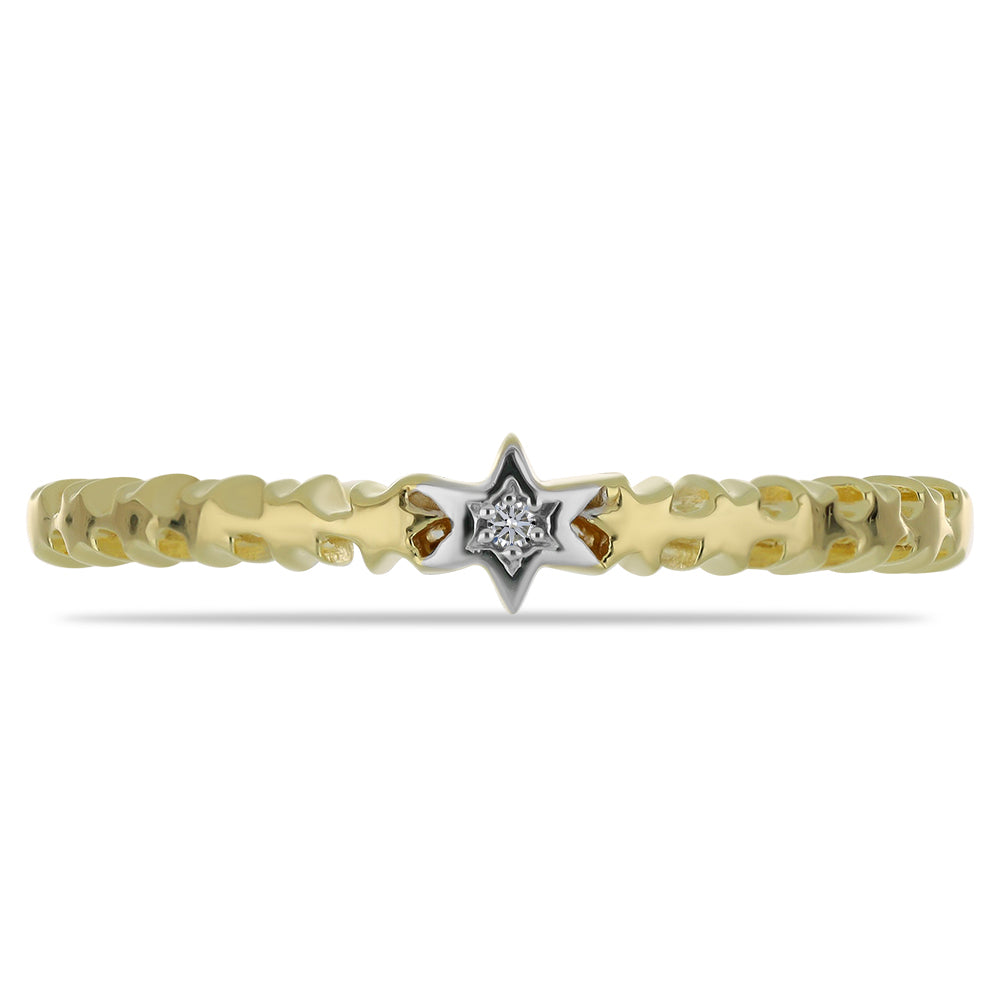 Anillo de Plata Bañada en Oro con Diamante blanco 1 