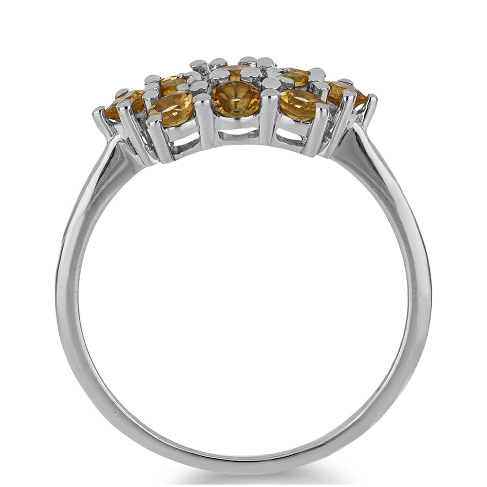 Anillo de Plata con Citrino de los Montes Urales y Topacio Blanco 2 