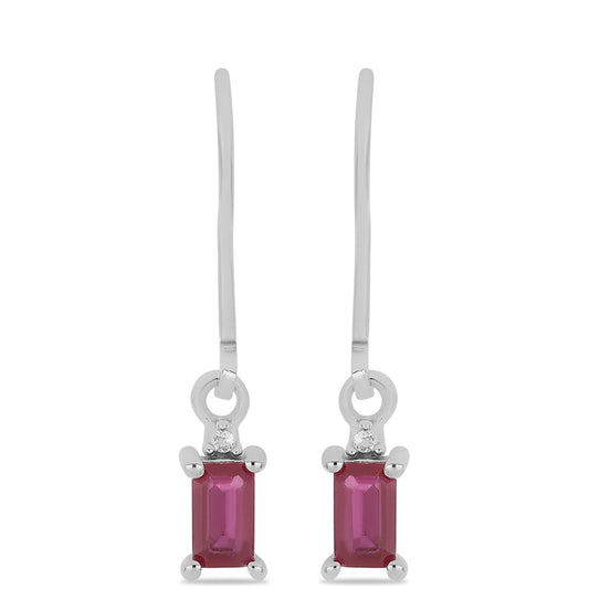 Pendientes de Plata con Rubí de Madagascar y Topacio Blanco