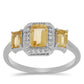 Anillo de Plata con Citrino de los Montes Urales y Topacio Blanco
