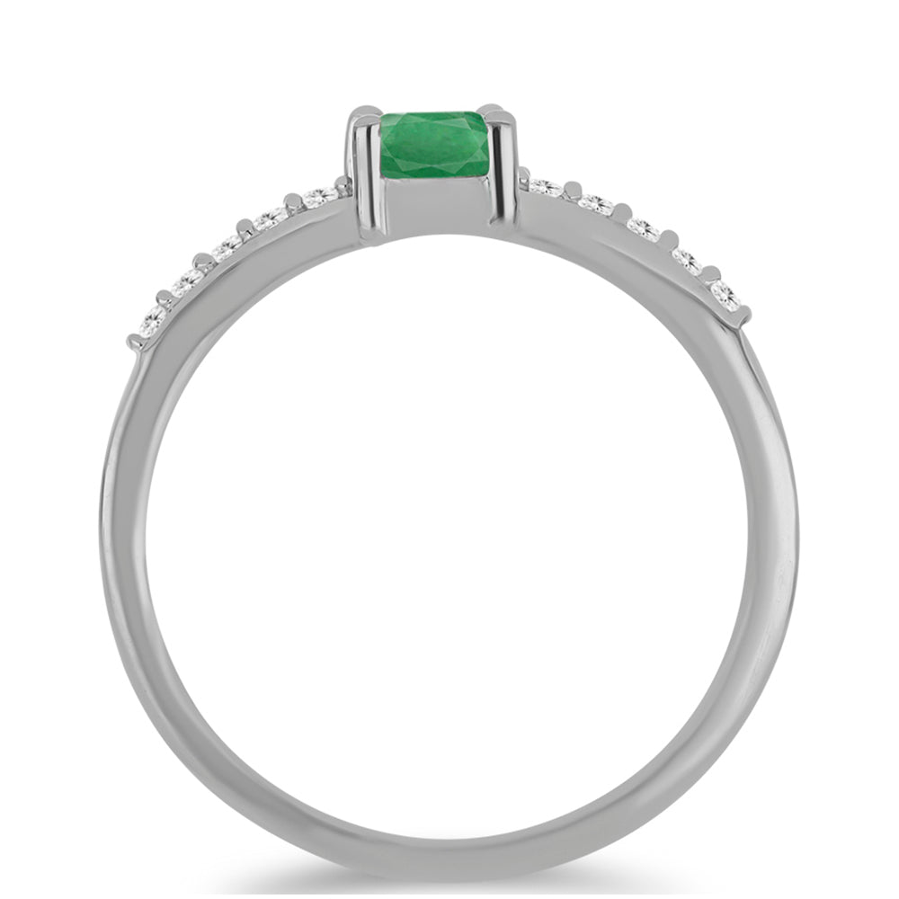 Anillo de Plata con Esmeralda de Brasil y Topacio Blanco 2 
