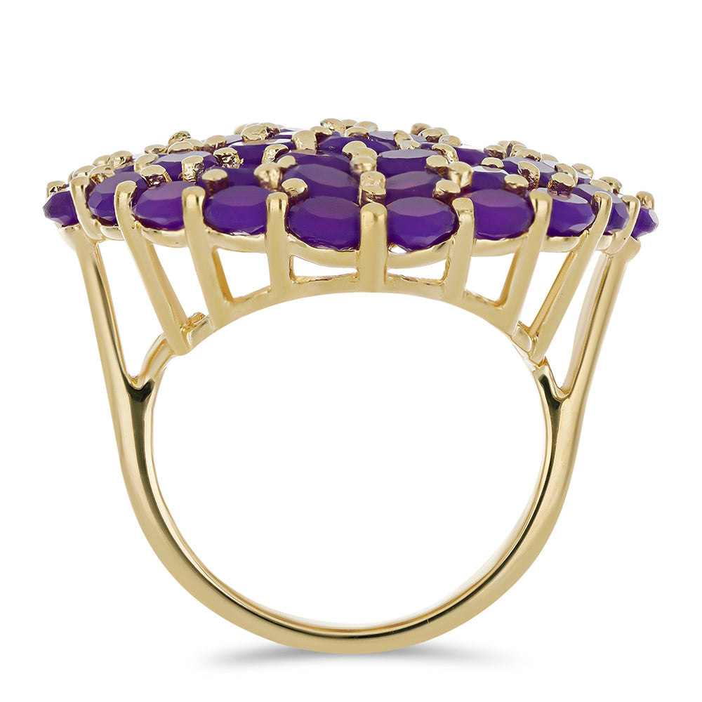 Anillo de Plata Bañada en Oro con Ágata Púrpura 2 