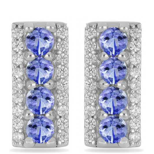 Pendientes de Plata con Tanzanita y Topacio Blanco