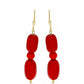 Pendientes de Plata Bañada en Oro con Coral Rojo