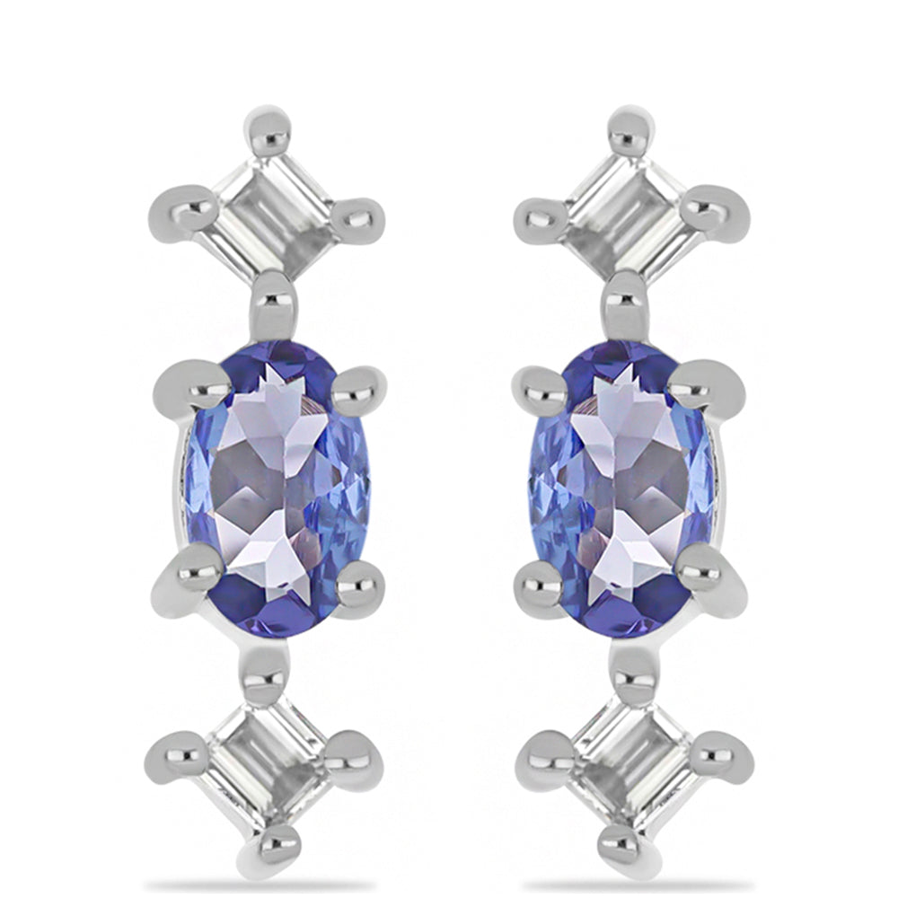 Conjunto de Plata con Tanzanita y Topacio Blanco ( Pendientes +Anillo )