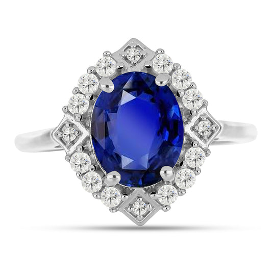 Anillo de Plata con Zafiro Azul Australiano y Topacio Blanco