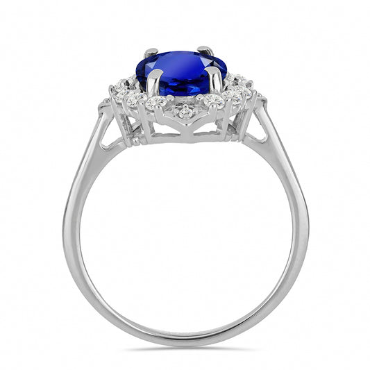 Anillo de Plata con Zafiro Azul Australiano y Topacio Blanco