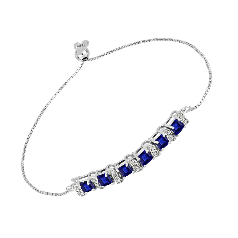 Pulsera de Plata con Zafiro Azul Australiano y Topacio Blanco 1 