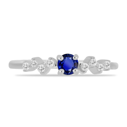 Anillo de Plata con Zafiro Azul Australiano y Topacio Blanco