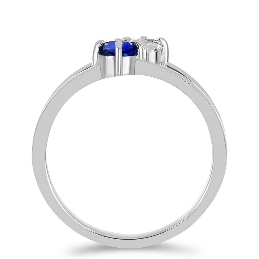 Anillo de Plata con Zafiro Azul Australiano y Topacio Blanco 6 