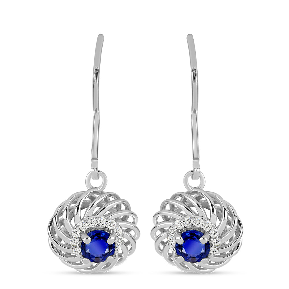 Pendientes de Plata con Zafiro Azul Australiano y Topacio Blanco 1 