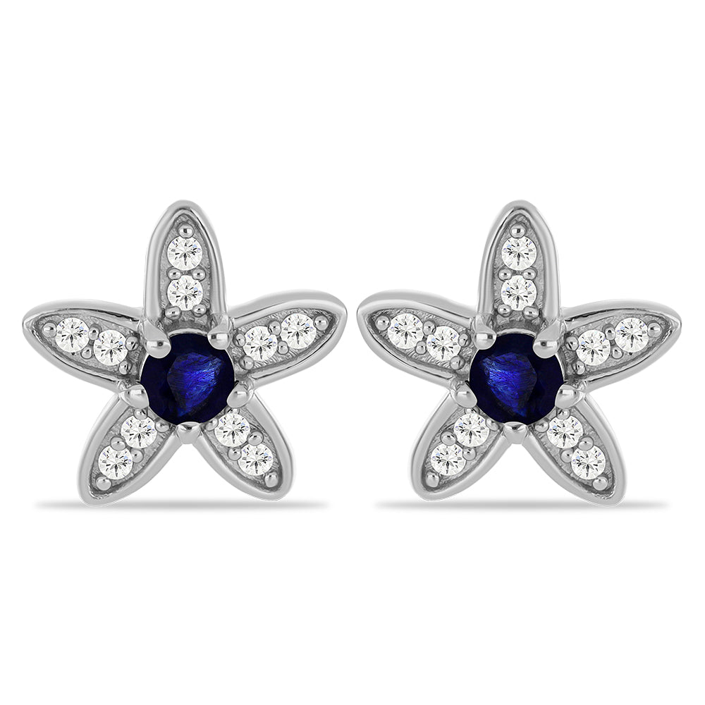 Pendientes de Plata con Zafiro Azul Australiano y Topacio Blanco 3 